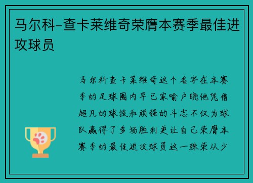 马尔科-查卡莱维奇荣膺本赛季最佳进攻球员